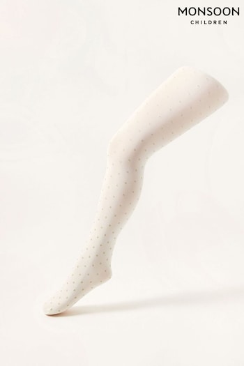 Monsoon Cream Glitter Spot Tights (581310) | £8 - £9