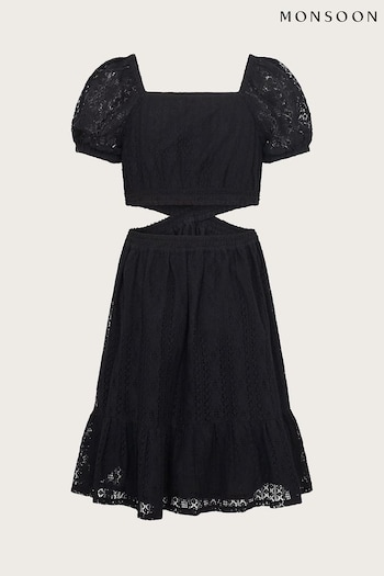 Monsoon Black Lace Cut Out Dress (581350) | £34 - £36