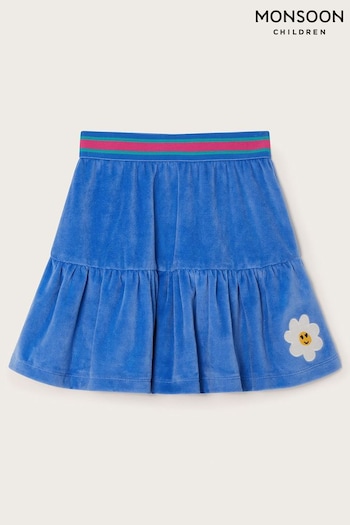 Monsoon Blue Velour Tiered Skirt (581355) | £22 - £26