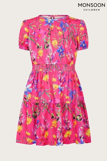 Monsoon Pink Botanical Jersey Dress (581420) | £22 - £26