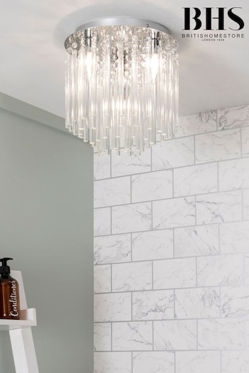 BHS Chrome Ursa 4LT Bathroom Flush Ceiling Light (581456) | £60