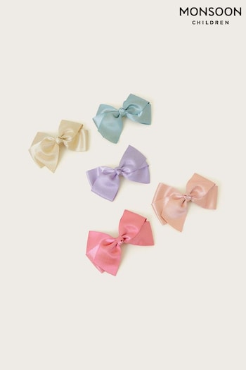Monsoon Pink Large Shimmer Bow Clips 5 Pack (581613) | £10
