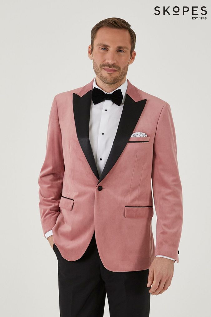 Pink velvet blazer mens top
