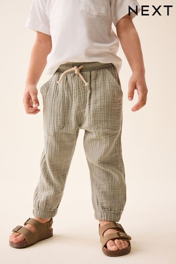Sage Green Soft Textured Cotton mix Trousers (3mths-7yrs) (581827) | £8.50 - £10.50