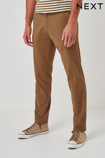 Tan Brown Slim Fit Stretch Chinos logo-print Trousers (581865) | £22