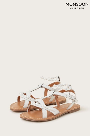 Monsoon Natural Leather Anklet Beaded Sandals (581947) | £26 - £28