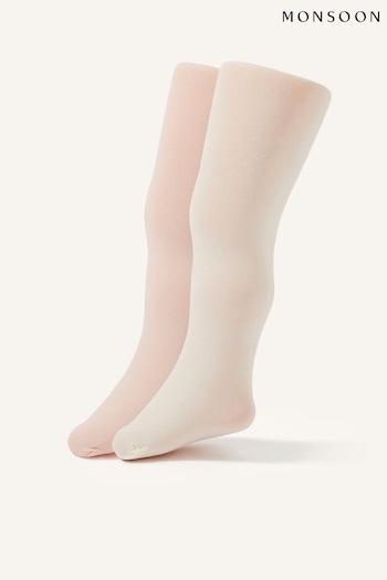 Monsoon Pink Baby Plain Tights 2-Pack (581954) | £10