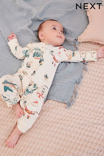 Neutral Christmas Printed Footless Sleepsuit (0mths-3yrs) (582027) | £8 - £9