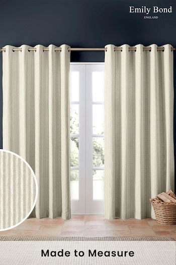 Emily Bond Natural Oscar Stripe Made to Measure Curtains (582070) | £100