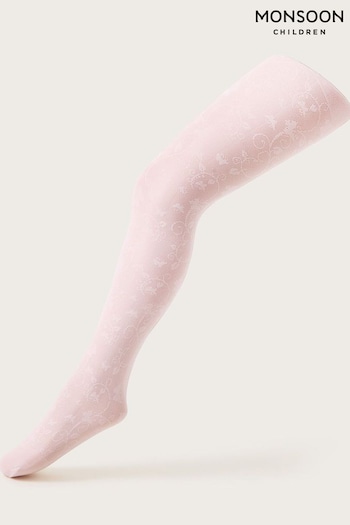 Monsoon Pink Lace Butterfly Tights (582111) | £9 - £10