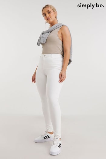 Simply Be 24/7 Skinny White Ruffle Jeans (582196) | £26