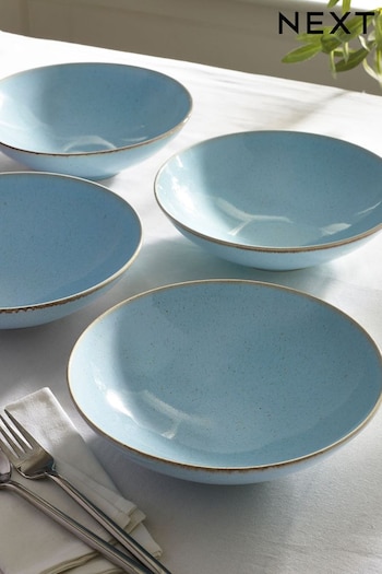 Set of 4 Teal Blue Large Pasta Bowls (582226) | £40
