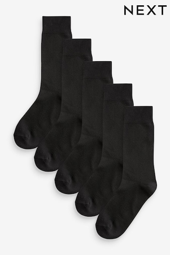 Black 5 Pack Lightweight Texture Socks (582556) | £13