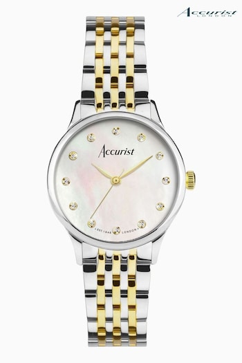 Accurist Ladies Silver Tone Dress Two Tone Stainless Steel Bracelet 28mm Watch (582610) | £189