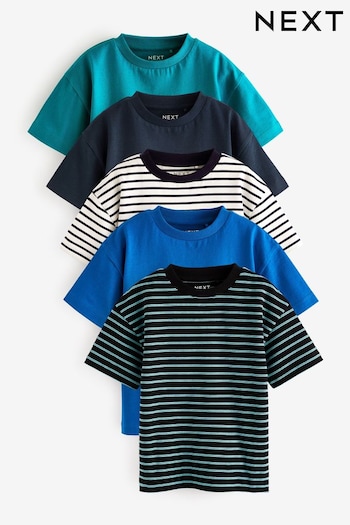Blue Stripe Short Sleeve T-Shirts Stripe 5 Pack (3mths-7yrs) (582853) | £19 - £23
