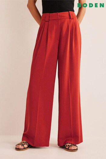 Boden Red Relaxed Wide Leg Trousers (582976) | £45