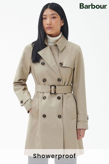 Barbour® Beige Greta Showerproof Trench 100% Cotton Coat (583217) | £229