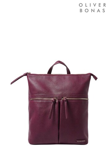 Oliver Bonas Medium Burgundy Red Anie Double Pocket Backpack (583261) | £52
