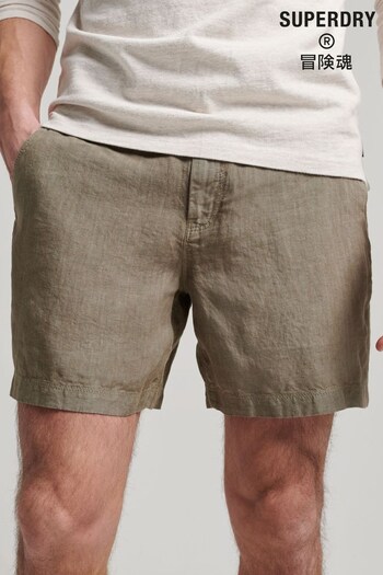 Superdry Green Overdyed Linen Shorts (583297) | £55