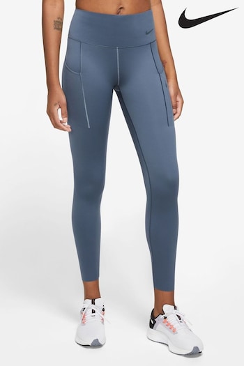 Nike Blue Go Firm-Support Mid-Rise 7/8 Leggings with Pockets (583350) | £90