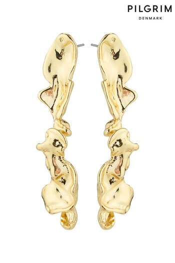 PILGRIM Gold Tone Pulse Recycled Dangle Earrings (583660) | £30