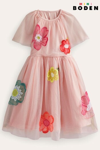 Boden Pink Tulle Appliqué Dress (583747) | £57 - £62