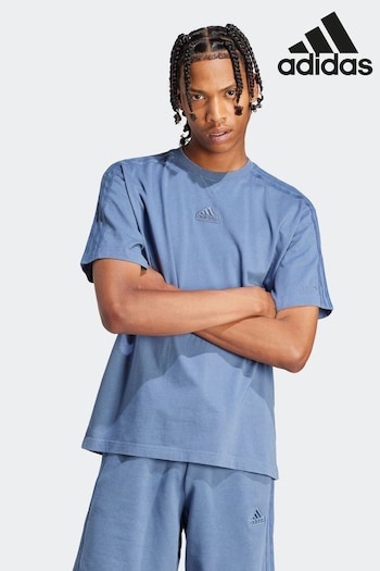 adidas Blue Sportswear All Szn 3-Stripes Garment Wash T-Shirt (583922) | £28