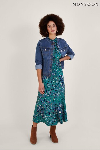 Monsoon Blue Cassey Collarless Denim Jacket with Sustainable Cotton (584004) | £59