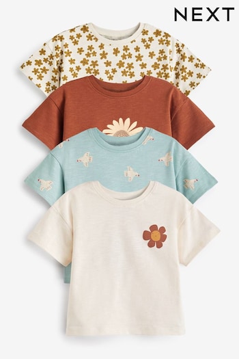 Brown Sunflower Short Sleeve T-Shirt 4 Pack (3mths-7yrs) (584028) | £18 - £22