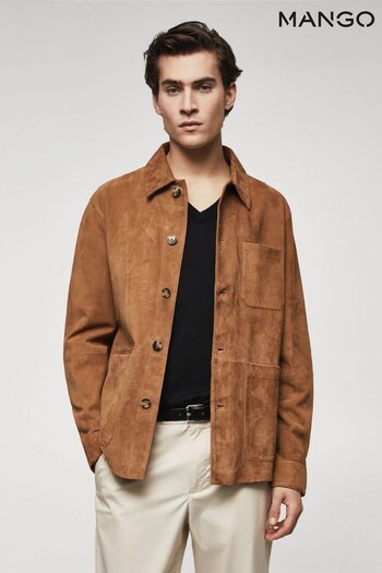 Mango Brown Suede Overshirt with Pockets (584062) | £200