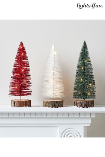Lights4fun Pinewood Bottle Brush Mini Christmas Tree Trio (584105) | £40