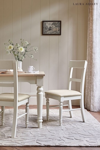 Laura Ashley Set of 2 White Dorset Upholstered Dining Chairs (584187) | £485