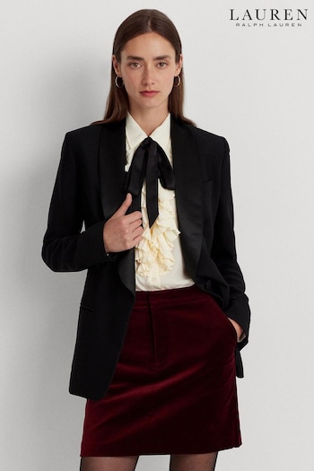 Lauren Ralph Lauren Black Satin Trim Crepe Blazer (584270) | £369