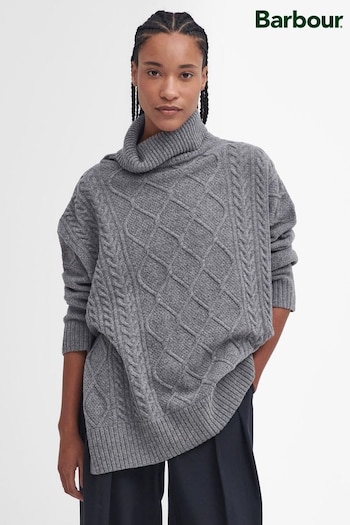 Barbour® Grey Burne Knitted Roll Neck Cape Jumper (584529) | £109