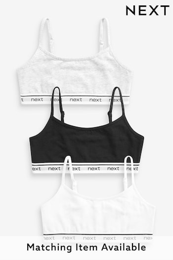 Black/White/Grey Strappy Crop Top 3 Pack (5-16yrs) (584597) | £8 - £11