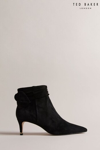 Ted Baker Yona Suede Bow Detail Ankle Black Boots (584709) | £150