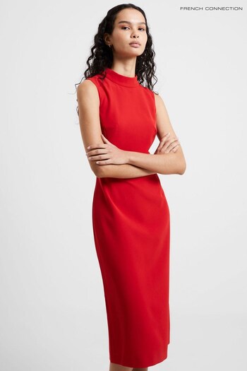 French Connection Red Echo Crepe Mock Neck Dress (584861) | £89