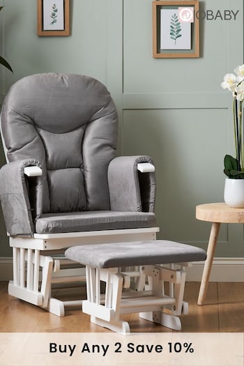 Obaby White Reclining Glider White Chair And Stool (585143) | £250