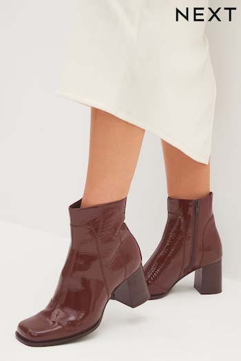 Chocolate Brown Forever Comfort® Square Toe Heeled Ankle Boots (585171) | £72