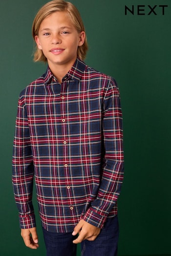 Navy Tartan 100% Cotton Long Sleeve Check Shirt (3-16yrs) (585196) | £14 - £19