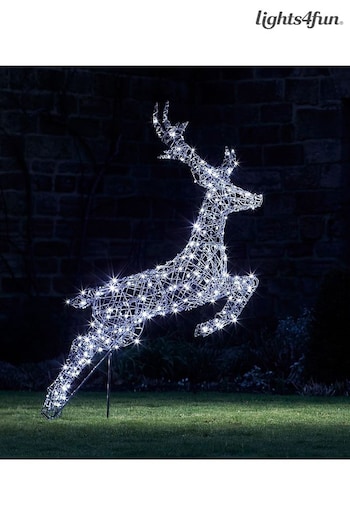 Lights4fun Grey Rattan Stag Dual Colour LED Outdoor Light Up Reindeer (585203) | £210