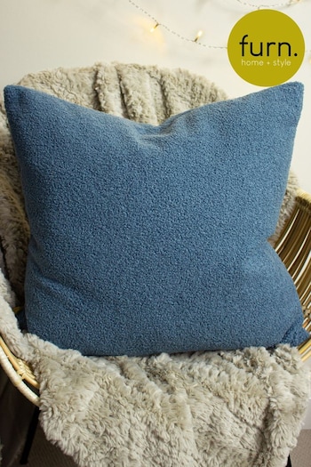 furn. Wedgewood Blue Malham Teddy Borg Fleece Polyester Filled Cushion (585278) | £24