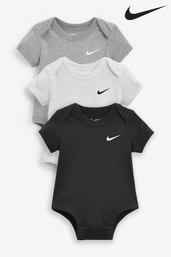 Nike cheetah Grey/Black 3 Pack Baby Bodysuits (585299) | £24