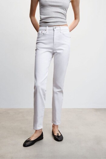 Mango Slim Cropped White Jeans (585501) | £36