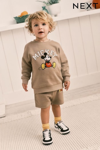 Tan Brown Mickey Sweatshirt & Shorts tint Set (3mths-8yrs) (585701) | £22 - £26