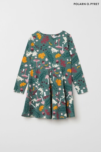 Polarn O Pyret Green Organic Forest Print Dress (585748) | £30