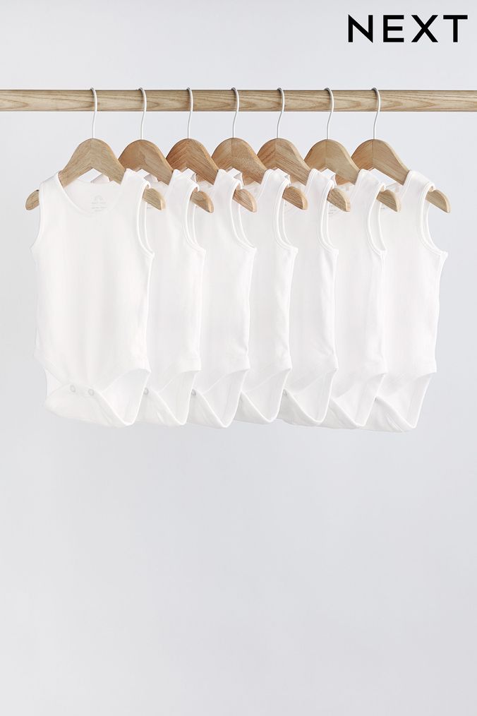 White Baby 7 Pack Vest Bodysuits (585931) | £11 - £13
