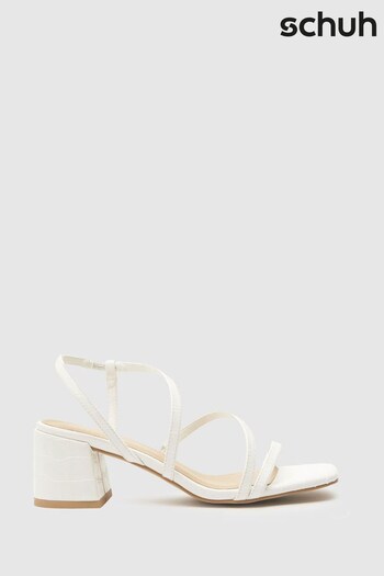 Schuh Sacha Croc Block White Heel Sandals (586073) | £30