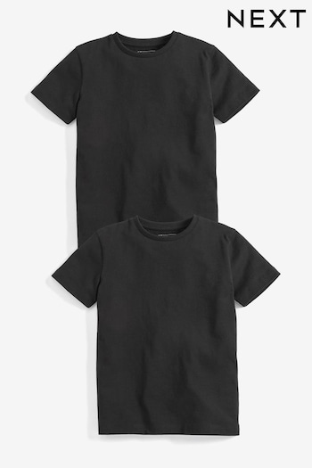 Black Short Sleeve Cotton T-Shirts 2 Pack (3-16yrs) (586164) | £7 - £13