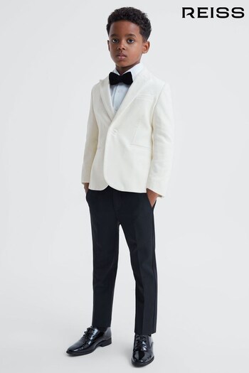 Reiss Ivory Apsara Senior Slim Fit Velvet Single Breasted Blazer (586322) | £118